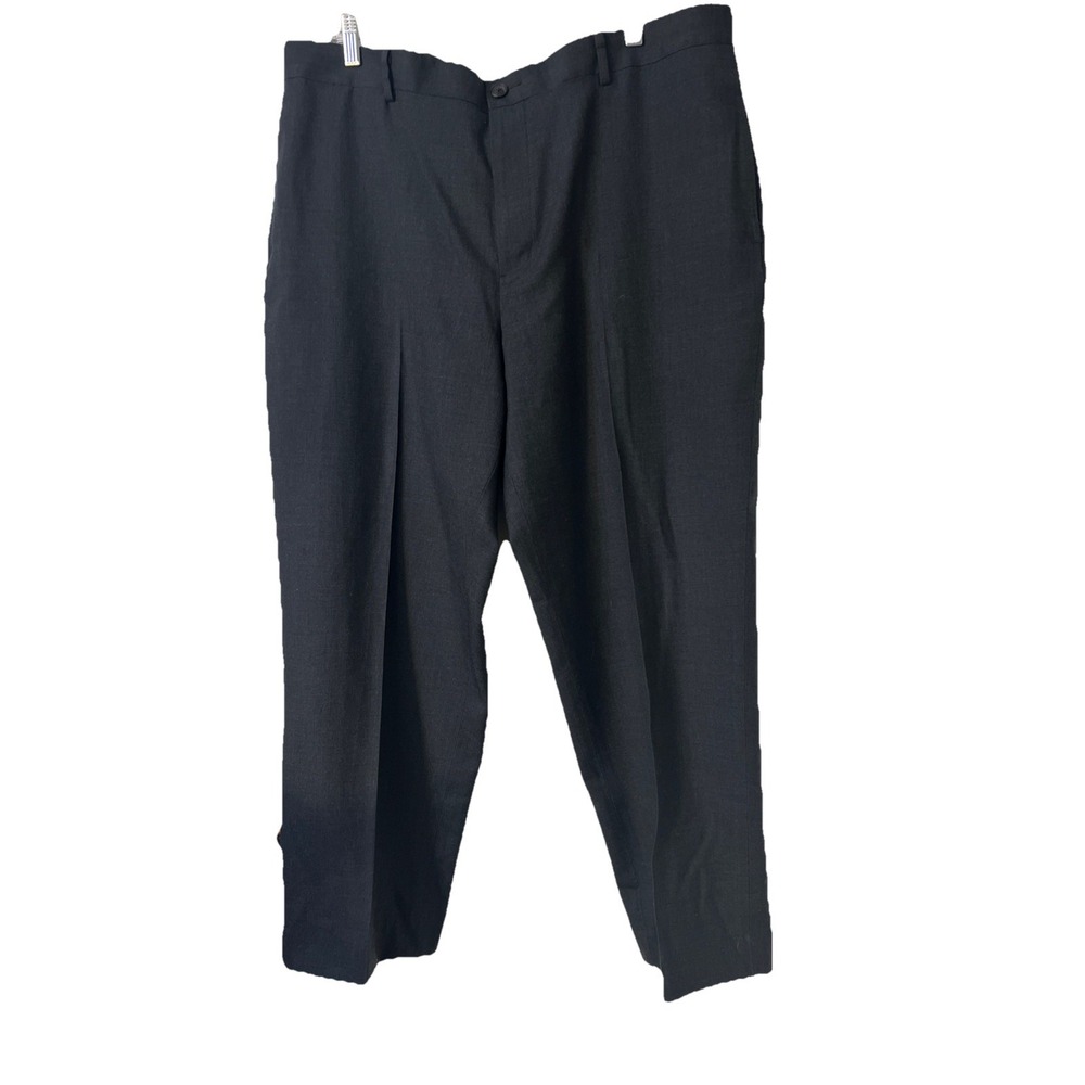LL Bean Classic Fit 100% Wool‎ Dark Gray Dress Pants Flat Front 40W Men's